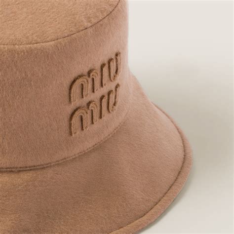 miu miu bucket hat|Camel Brown Wool Bucket Hat .